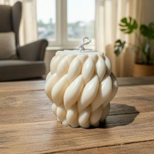 Oversized Knot Candle Sculptural Soy Wax Pillar Hand Poured Scented Or Unscented Large Modern Home Decor Gift