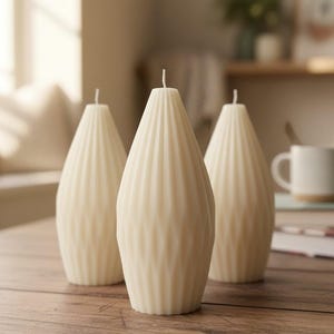 Pillar Pear Handmade Soy Wax Pillar Candle Set Of 3 Scented Or Unscented Wedding Favor Modern Home Decor Gift