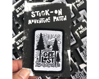 Get Lost Stick-on Adventure Patch, Woven, Hiking Patch, Backpack Adventure Patchgame, Hiking Club, Backcountry patch, Get Lost, Camp Patch