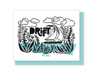 Sailboat Card, Adventure New Beginnings, Card Graduation, Nautical Card for Sailor, Boat Card for him, Birthday Card for man, Stationary Sea