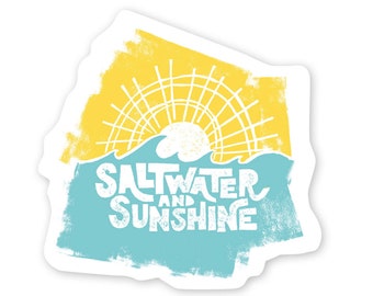 Saltwater Sunshine Sticker, Adventure Outdoorsy Sticker, Funny Wild Sticker, Saltwater Sun Sticker, Ocean Beach Sticker, Kayak Saltwater