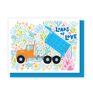 Carte de camion à benne basculante, anniversaire de la construction, carte de fête des pères, pour homme, camion d'anniversaire, fille garçon de la construction, gars de la Saint-Valentin, carte d'anniversaire papa