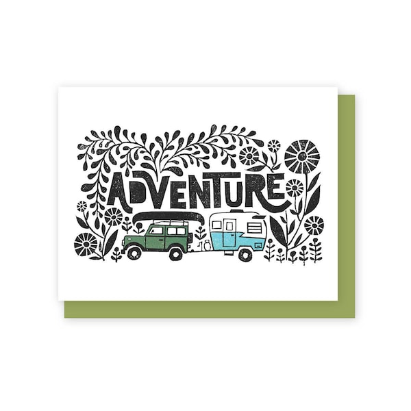 Adventure Card, Road Trip Wanderlust Card, New Adventure Awaits Card for him, Graduation Card, New Job Card with Envelope, Land Cruiser Card