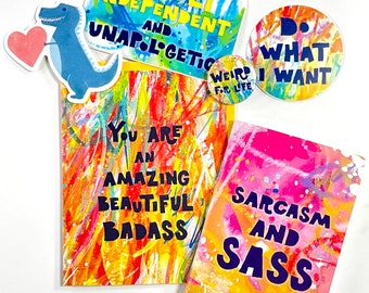 Sarcasm and Sassy Bundle, Fun Notebook Set, Tween Gift, Writer Gift, Funny Gift Idea, Fun Office Notebook, Stationery Set, Sassy Badass