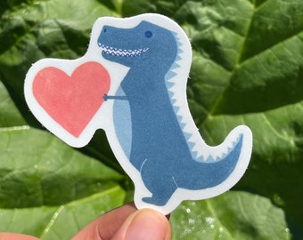 Dino Love, Funny Sticker Dino, Dinosaur Sticker t-rex, Dinosaur birthday Sticker, Kid Small Gift for Him, Stilly Sticker Water Bottle