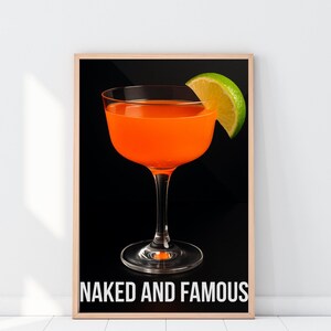 Póster de Desnudos y Famosos - Arte de cócteles para cocina y bar / Póster minimalista de bebidas