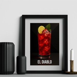 El Diablo Poster - Cocktail Kunst für Küche und Bar | Minimalistisches Trink Poster