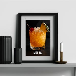 Poster Mai Tai - Créations de cocktails pour la cuisine et le bar | Affiche de boisson minimaliste