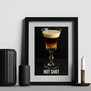 Póster Hotshot: Arte de cócteles para cocina y bar / Póster minimalista de bebidas