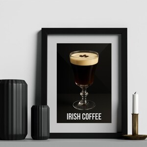 Irish Coffee Poster - Cocktail Kunst für Küche und Bar | Minimalistisches Trink Poster