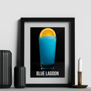 Blaues Lagunen Poster - Cocktail Kunst für Küche und Bar | Minimalistisches Trink Poster