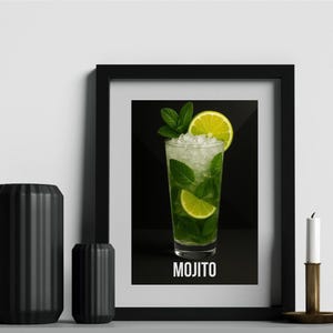 Póster de mojito: arte de cóctel para cocina y bar / Póster minimalista de bebida