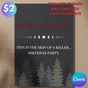 Twilight Birthday Welcome Sign: Vampire Party Decor (Editable Digital Download)