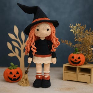 Crochet Witch Doll Pattern: Halloween Amigurumi PDF Tutorial