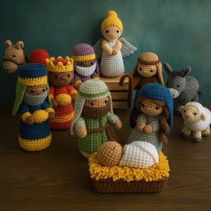 Nativity Crochet Pattern PDF: Amigurumi Manger Set (Digital Download)