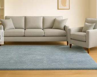 Solid Light Blue Area Rug for Living Room, Minimal Luxury Carpet for Bedroom, Soft Plush Contemporary Home Decor