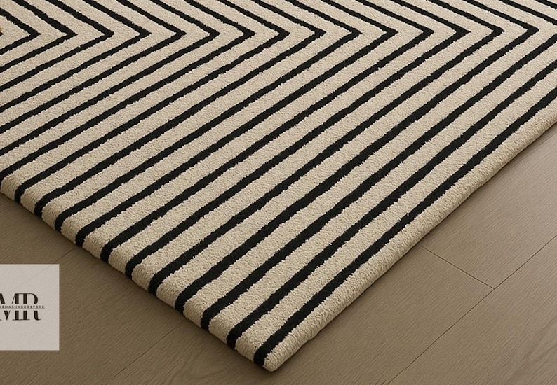 Hand-tufted Wool Area Rug: Multi-color Stripes and Checkerboard for ...