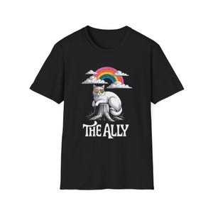 Pride Ally Cat T-Shirt | Unisex Rainbow Graphic Tee, Cute Cat Shirt, LGBTQ+ Pride Gift, Casual Wear, Festival Apparel