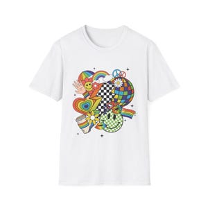 Colorful Retro Vibes Unisex Softstyle T-Shirt, Groovy Shirt, Graphic Tee, Festival Wear, Casual Style, Perfect Gift