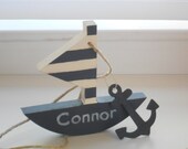 Modern nautical nursery - personalized sailboat with anchor