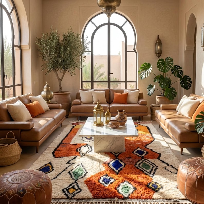 Moroccan Area Rug – Handmade Wool Rug – Berber Tribal Style – Living ...