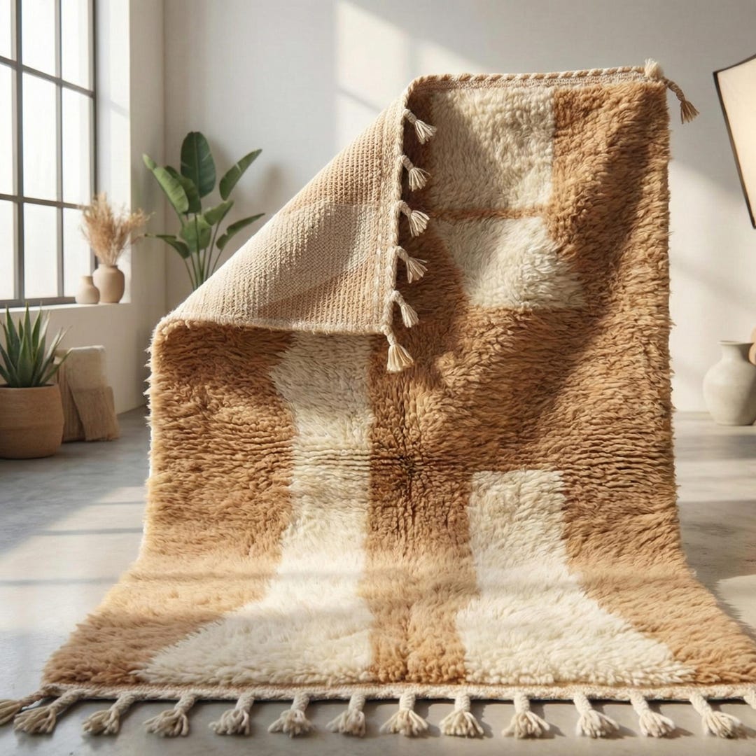 Chunky Boho Rug Moroccan Boho Rug – Earth Tone Wool – Abstract Berber Style – Cozy Home ...
