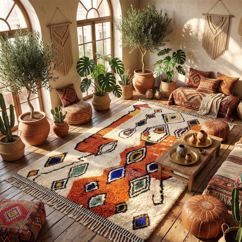 Moroccan Area Rug – Handmade Wool Rug – Berber Tribal Style – Living ...