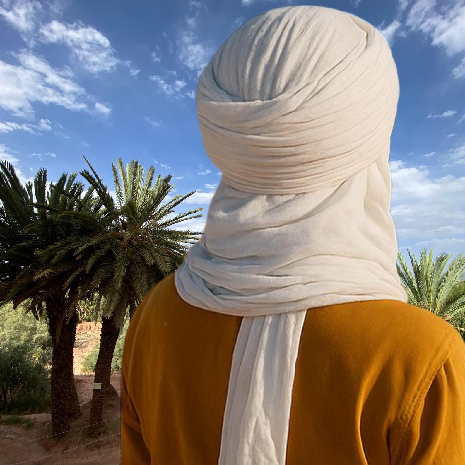 Authentic Tuareg Tagelmust - White Cotton Cheche for Men - Boho Summer ...