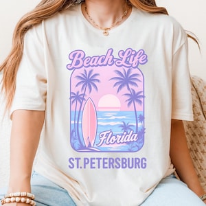 St. Petersburg Florida Beach Life Graphic T-Shirt, Unisex Summer Tee, Florida Vacation Apparel, Surfing Gift, St Pete tee, Beach Lover's Top