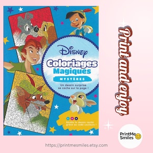 Disney Mystery Coloring Book for Kids | 23 Pages Color by Number | Cute Cartoon Characters | Instant Download PDF