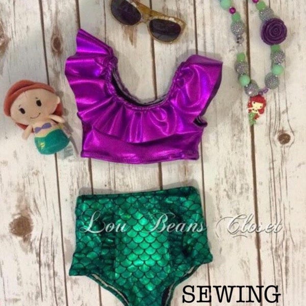 Sewing pattern PDF sewing pattern High waisted swimsuit  Baby Toddler Girls Ruffle top and bottom Swimsuit Bathing Suit Bikini (3m-2t)