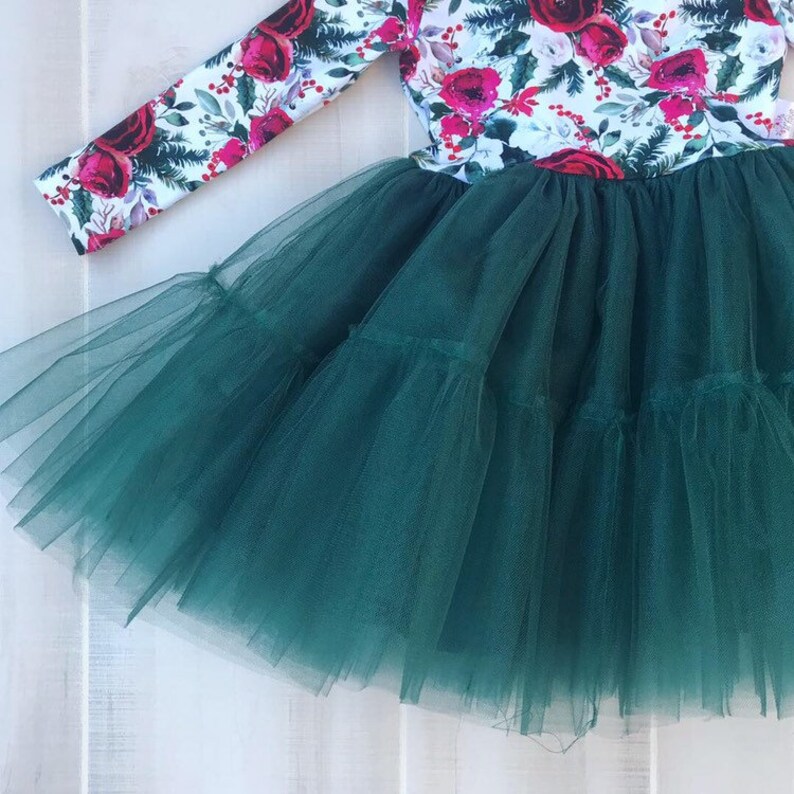 Girl Christmas Floral Tutu Dress Baby Christmas Dress Etsy