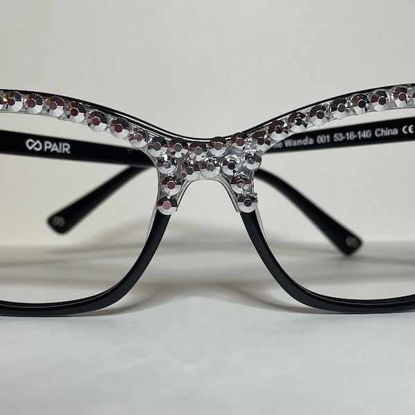 Custom Rhinestone Brow Topper for Pair Eyewear Frames - Magnetized Frame Accessory