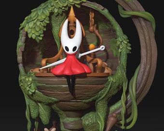 Hornet Sitting on Bench Diorama | Hollow Knight Silksong Resin Statue | Hand-Painted Collectible