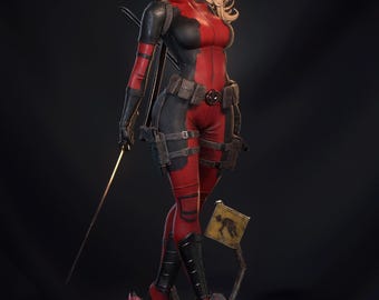 Lady Deadpool Figure | Hand-Painted Resin Statue | Marvel Collectible
