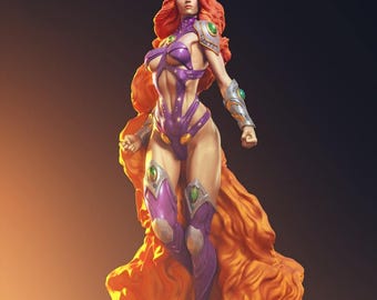 Figura de Starfire de Titans / Estatua de resina pintada a mano / Coleccionable de DC