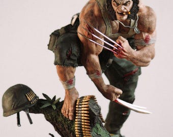 Wolverine Resin Statue | Battle-Damaged Diorama | Hand-Painted Marvel Collectible