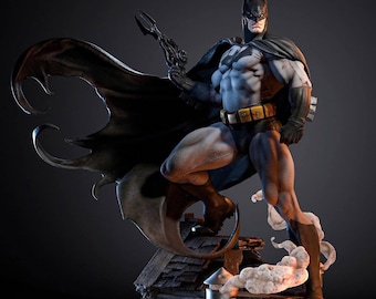 Hand Painted Batman on Rooftop Resin Statue | DC Comics Collector Figurine