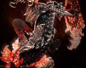 Ghost Rider Resin Statue | Detailed Bike Figure, Marvel Superhero
