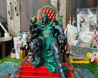 Doctor Doom on Throne Resin Statue | 1/6 & 1/8 Scale | Hand-Painted Marvel Villain Display | Highly Detailed Collectible