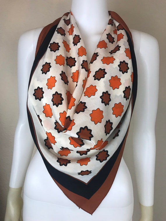 Vintage 1970's Yves Saint Laurent Leaf Print Squar