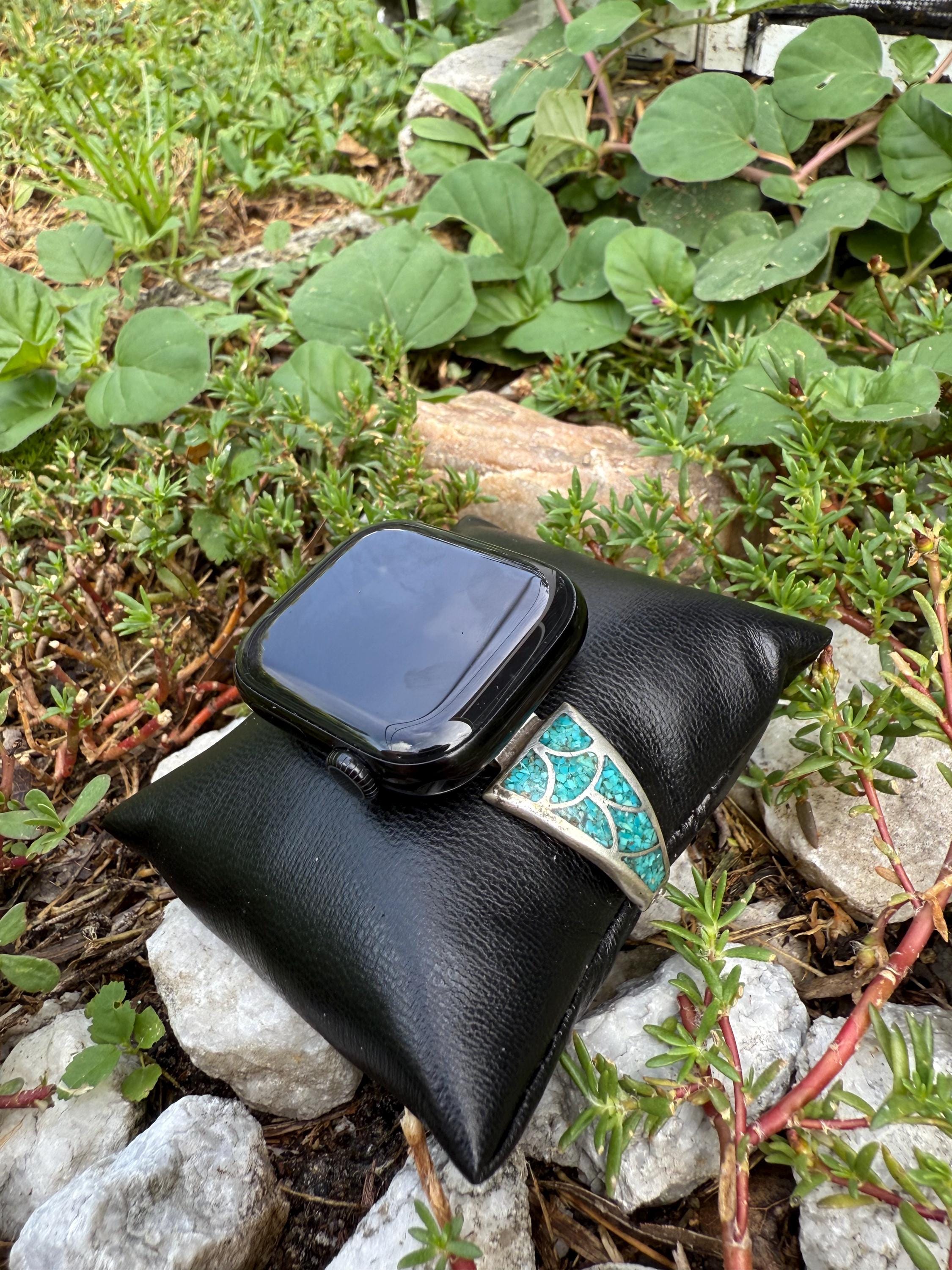 Authentic Native-Made Sterling Silver and Turquoise Watch Band for Apple Watch