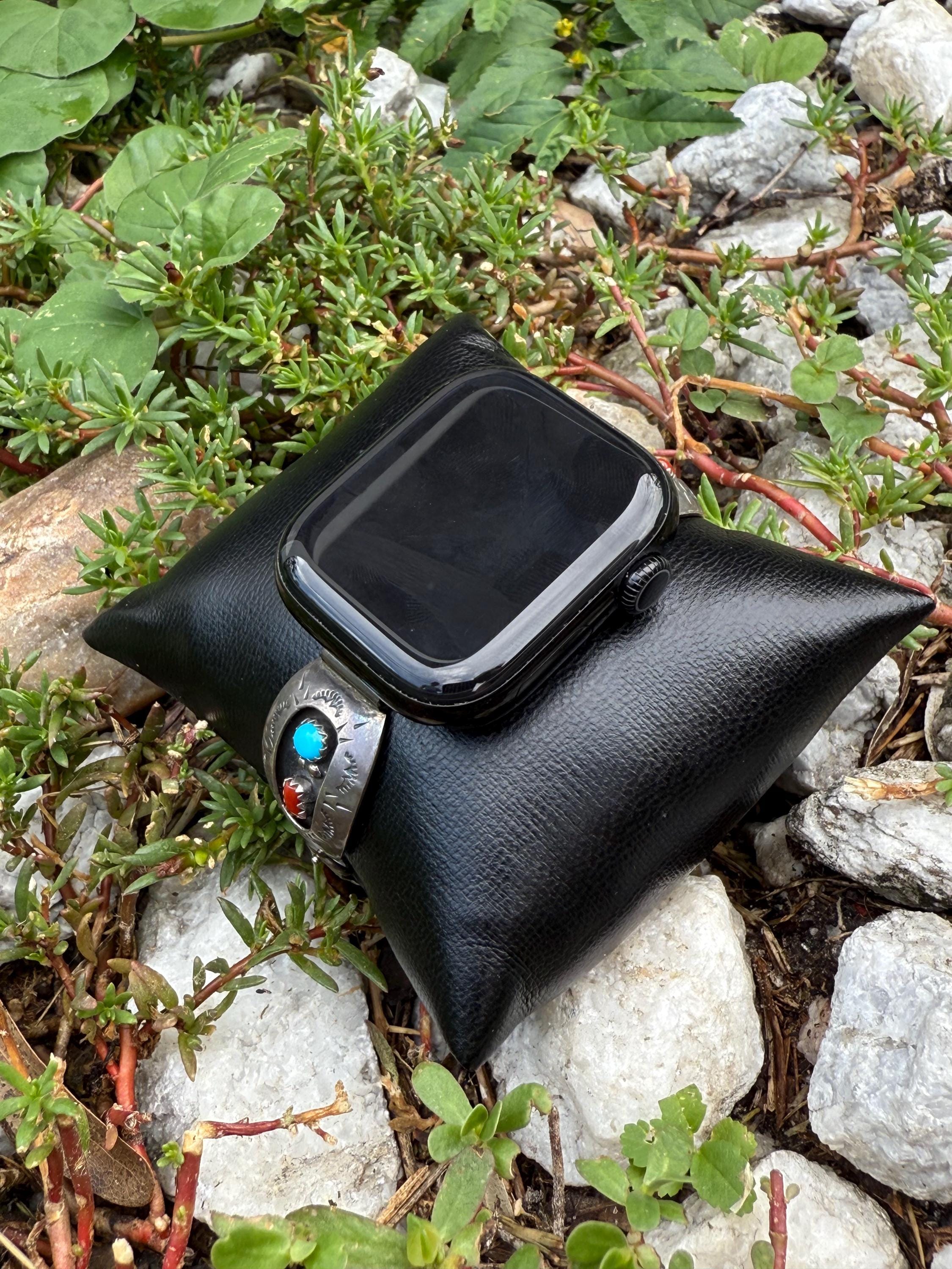 Authentic Native-Made Sterling Silver and Turquoise Coral Watch Band for Apple Watch - Thumbnail 2