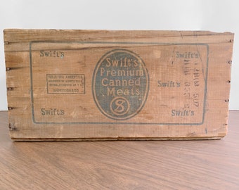Vintage Swift's Premium Canned Meats Crate - Roast Beef - Product of Argentina - Wood Crate - Storage Bin - Shipping Crate - Farmhouse Decor