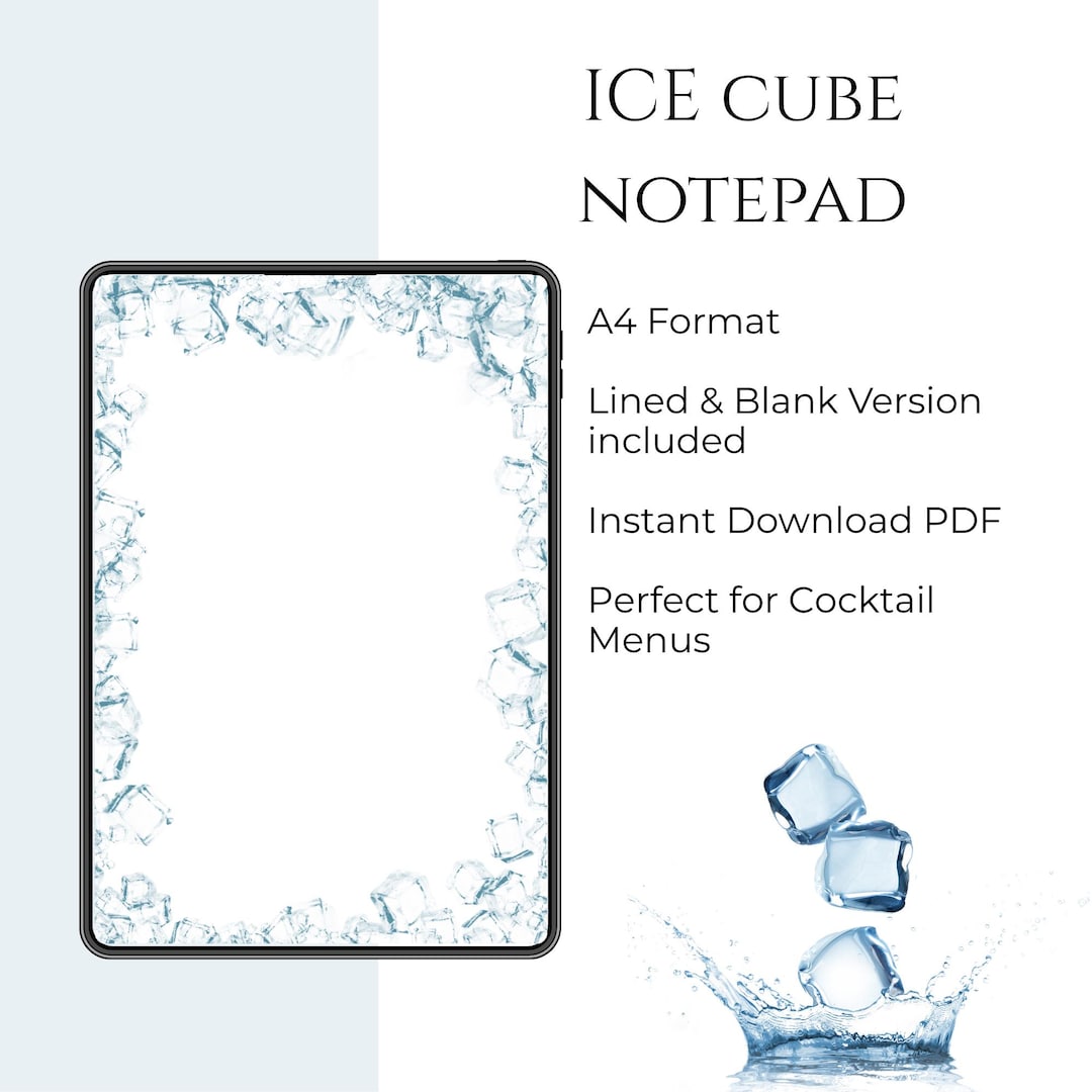Ice Cube Notepaper – Summer Printable Template for Notes, Menus & Drink ...