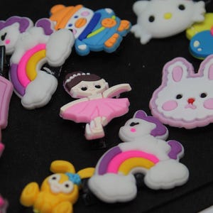Kawaii Cartoon Hair Clips Set – Unicorn, Bunny, Kitty, Rainbow, Crown, Ballerina & Fun Character Hair Accessories for Girls [Set of 10]