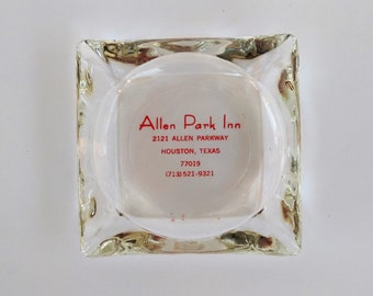 On Sale 1970's glass ashtray, Allen Park Inn, Houston, Texas, vintage smoking ~ GallivantsVintage