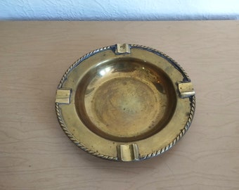 vintage large round brass ashtray, 1970's, India ~ GallivantsVintage