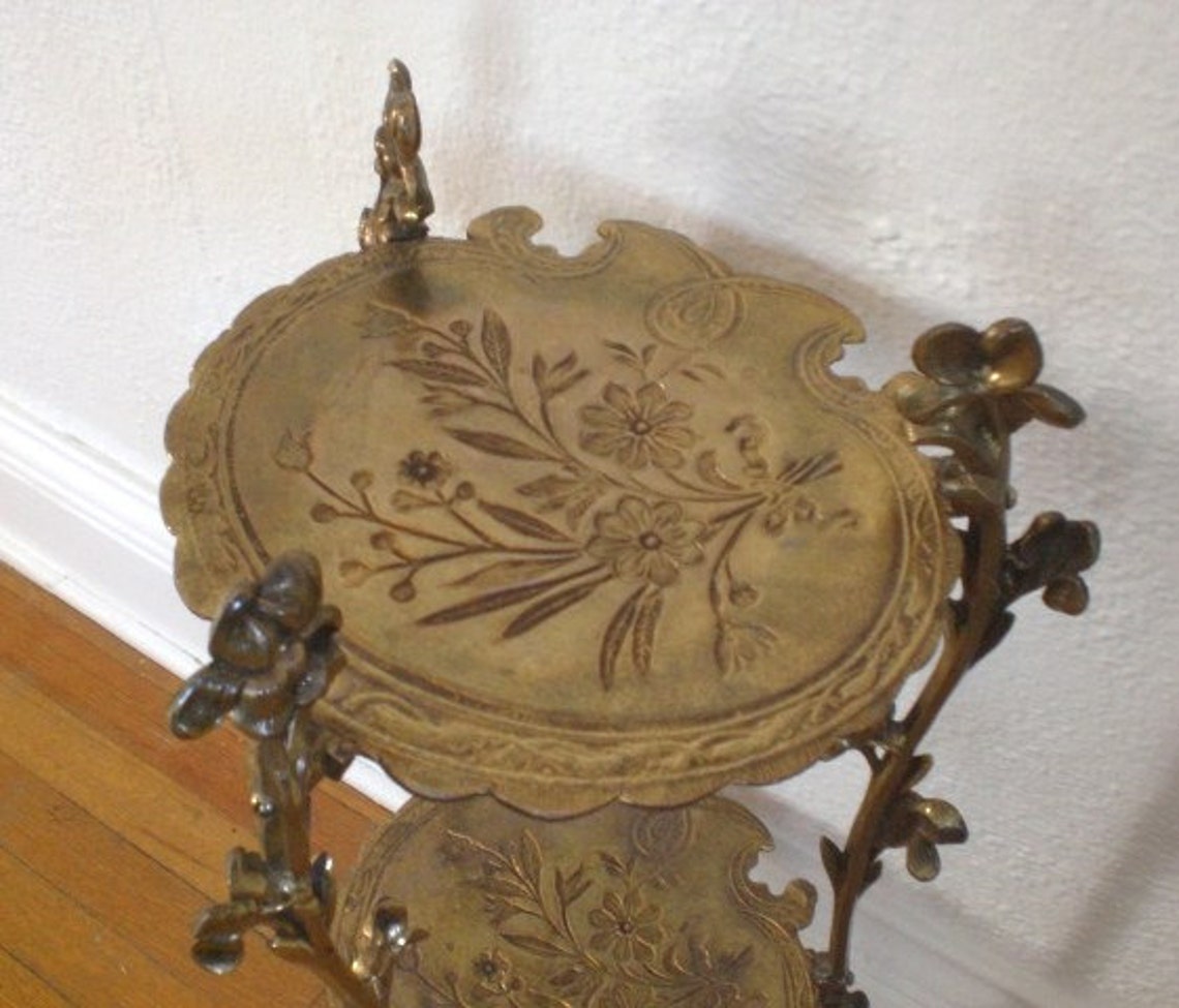 Antique Brass Plant Stand Vintage Two Tiered Victorian Etsy