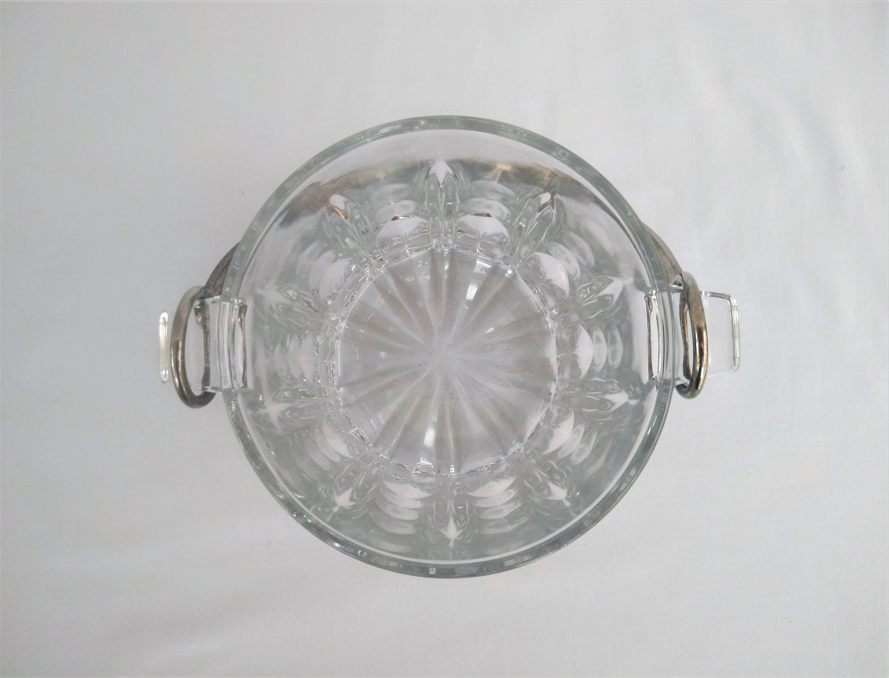 Small cut crystal ice bucket silver plated handle made in Etsy